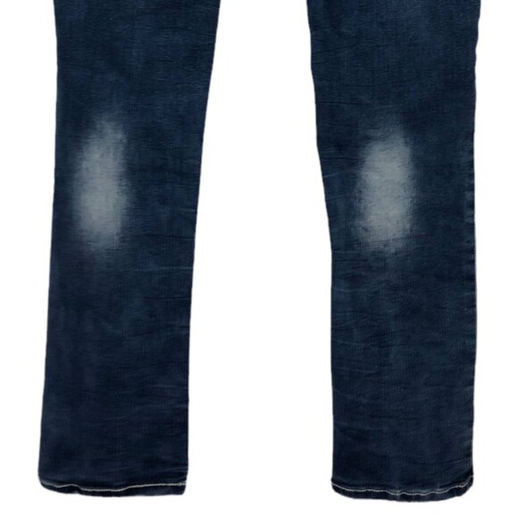 Raw X Mens Jeans 32 Distressed Contrast Double Stitching Stretch Med Dark Wash - Picture 10 of 11